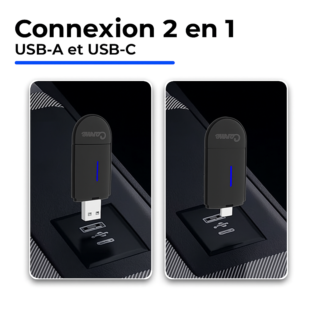 CarMe 2 en 1 - CarPlay sans fil et Android Auto
