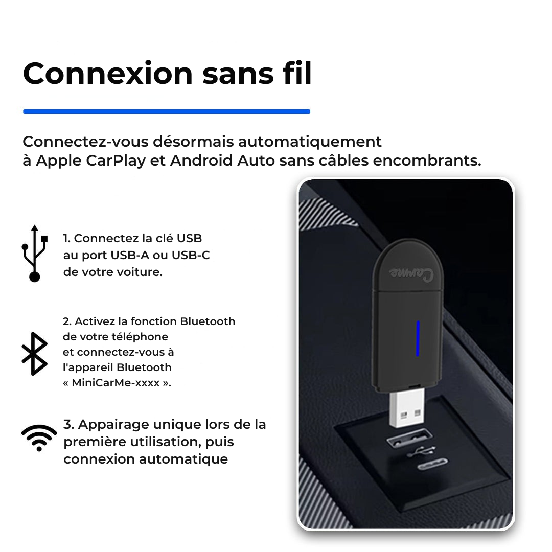 CarMe 2 en 1 - CarPlay sans fil et Android Auto